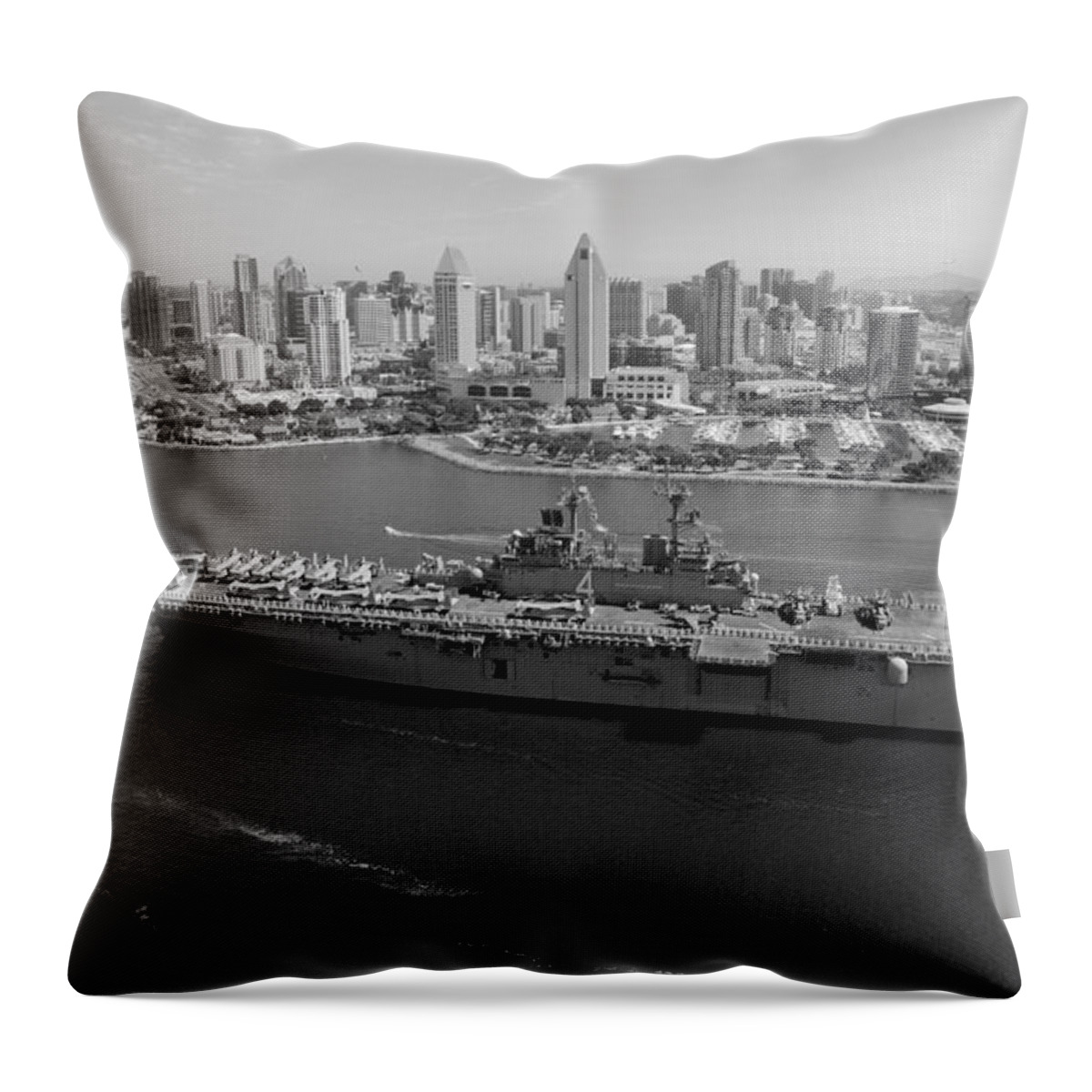 Uss Boxer Throw Pillow featuring the photograph USS Boxer in San Diego #1 by Mountain Dreams
