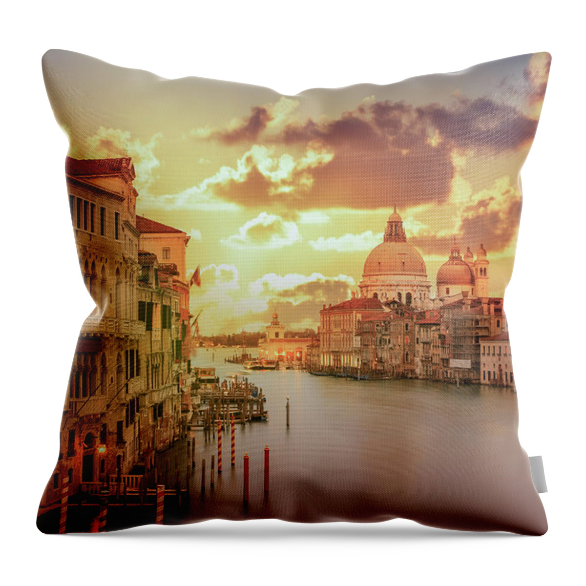 Tranquility Throw Pillow featuring the photograph Venice. The Grand Canal At Sunset #1 by Buena Vista Images