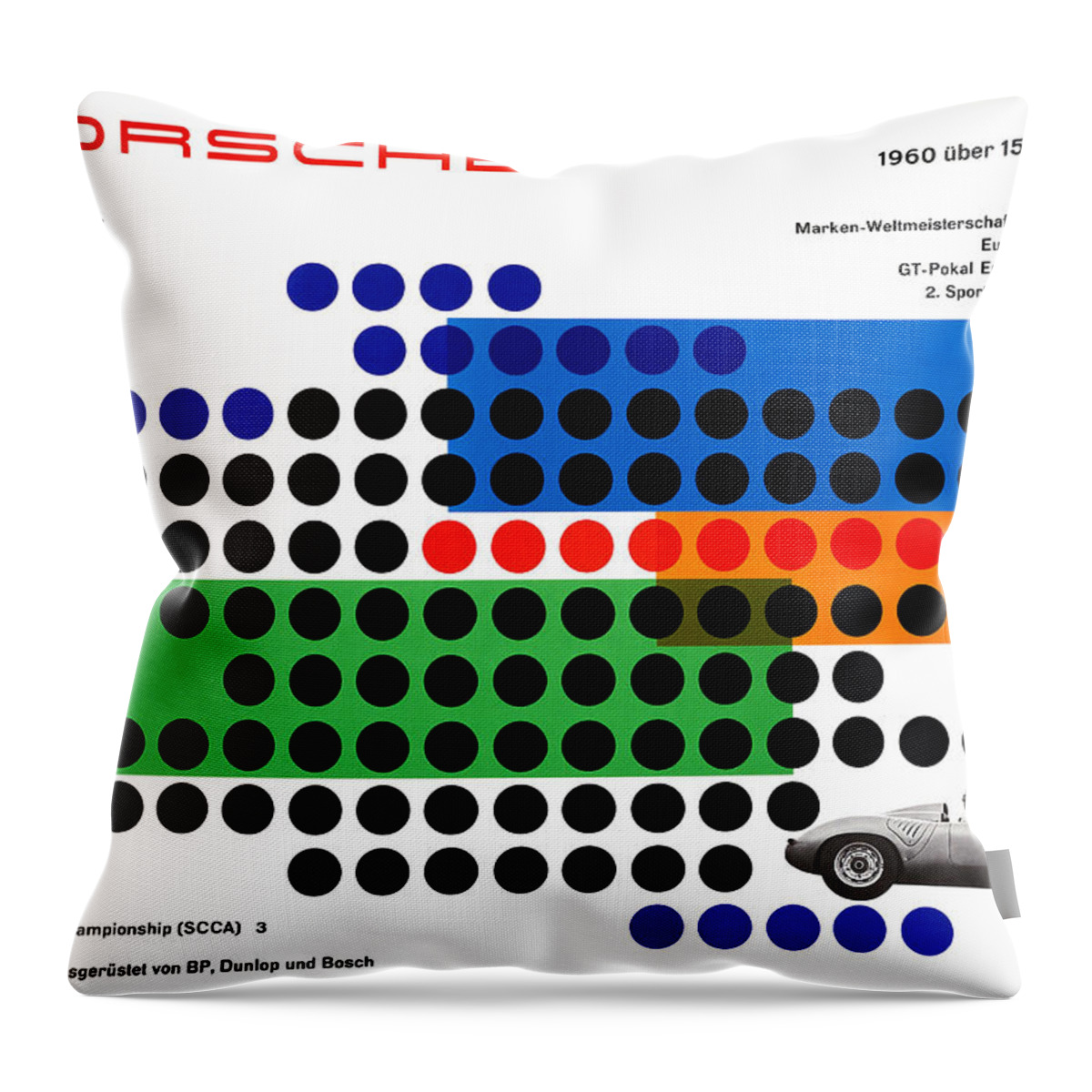 Oster Throw Pillow featuring the photograph Vintage 1960s Porsche Advert #1 by Georgia Clare
