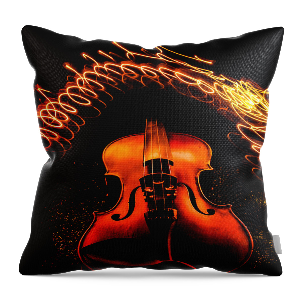 Violin Light Painting Throw Pillow featuring the photograph Violin light painting #3 by Gerald Kloss
