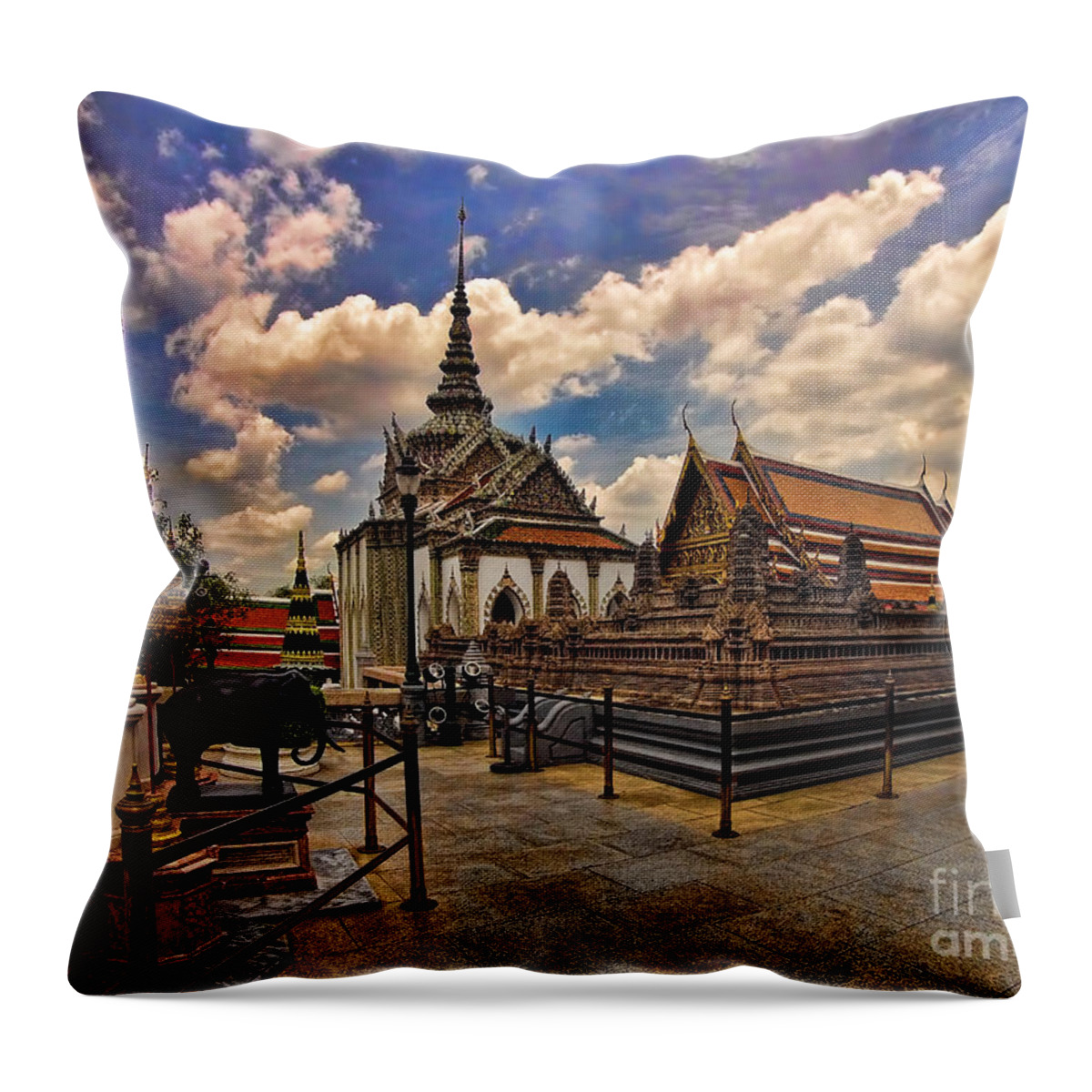 Asia Throw Pillow featuring the photograph Wat Phra Kaew #1 by Joerg Lingnau