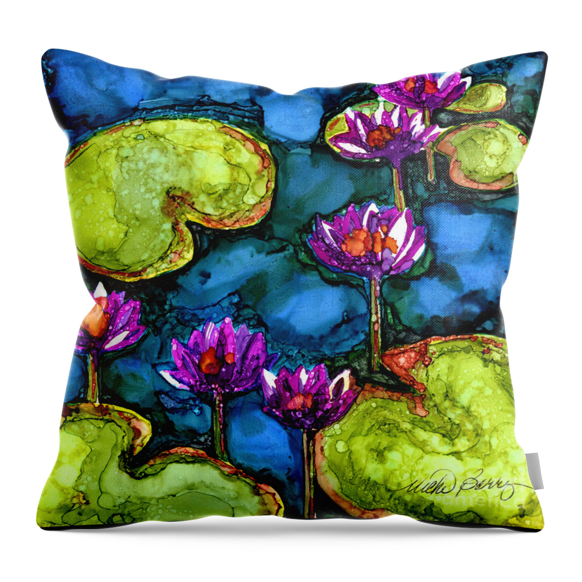 Water Lilies Throw Pillow featuring the painting Water Lilies II #1 by Vicki Baun Barry