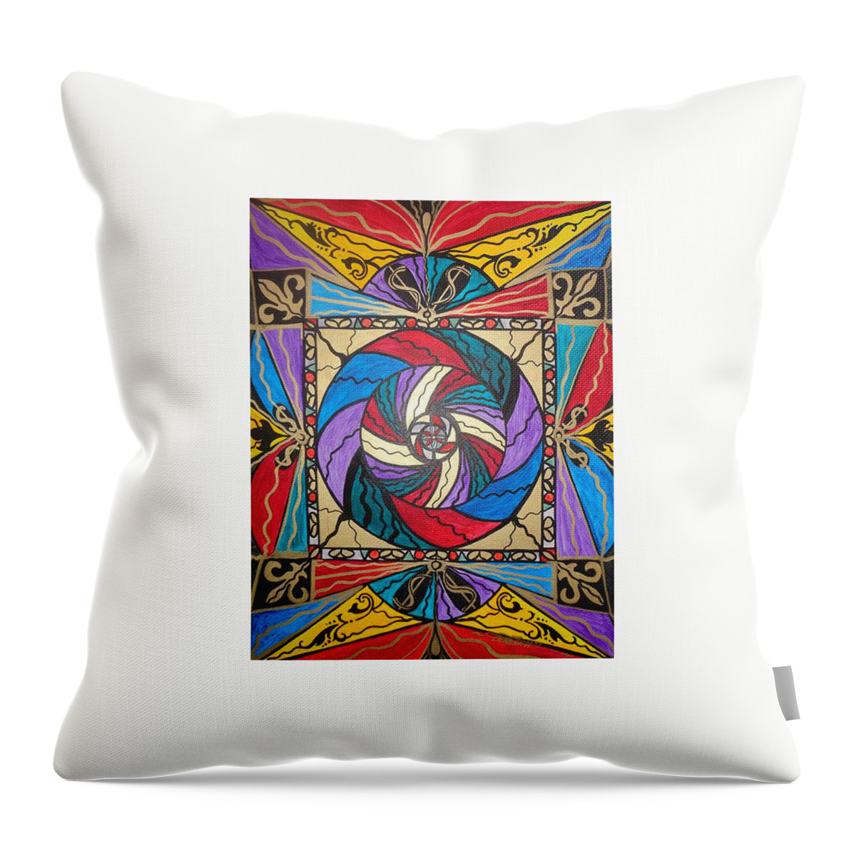 Vibration Throw Pillow featuring the painting Wealth #1 by Teal Eye Print Store