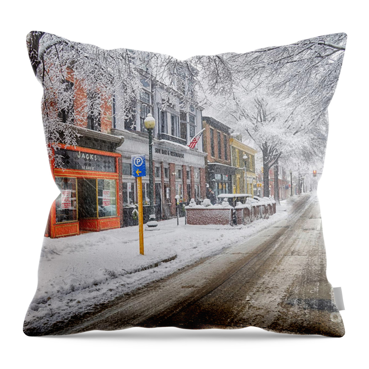 West Chester Pa In Snow Throw Pillow featuring the photograph West Chester PA 17 In Snow 7 by Jack Paolini