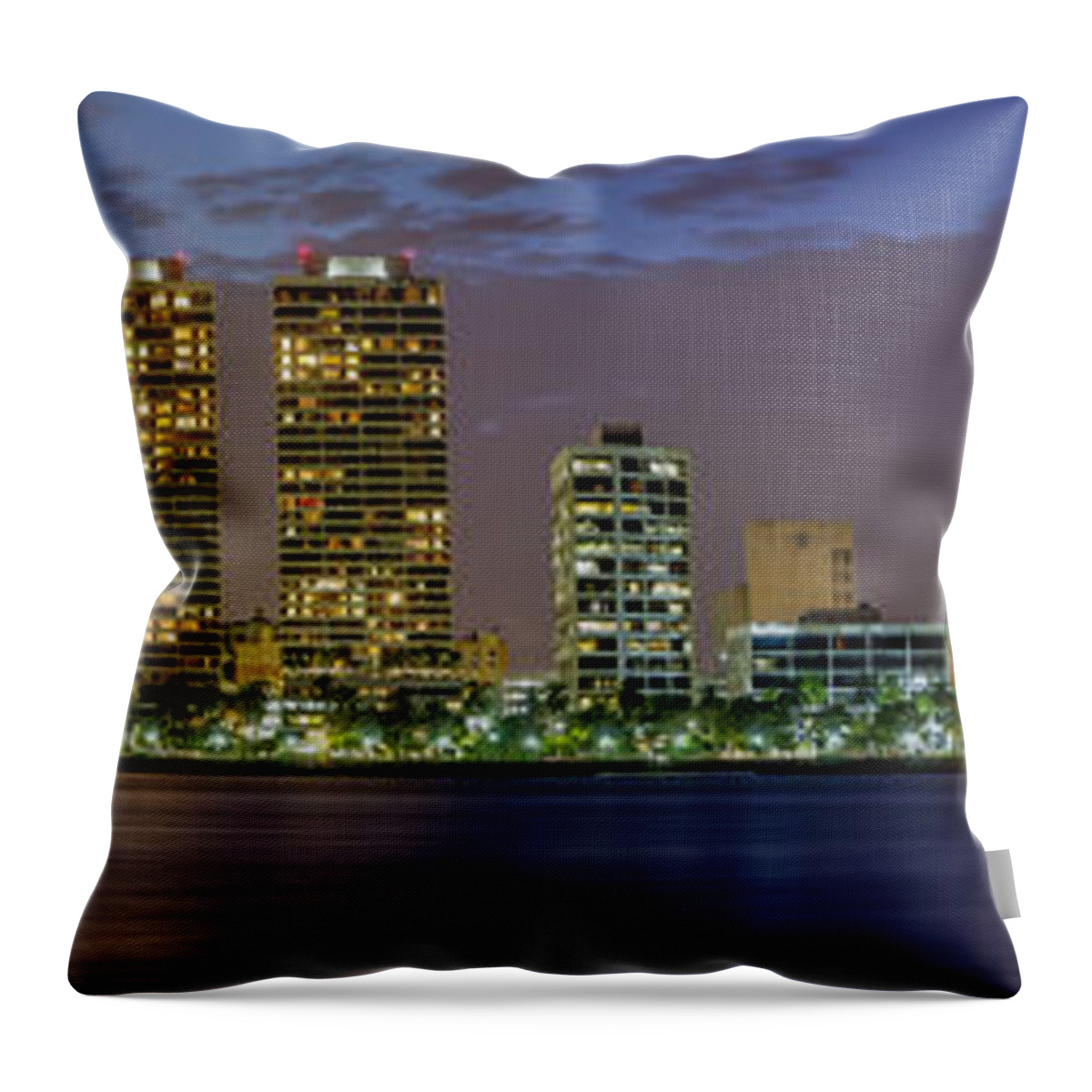 At Throw Pillow featuring the photograph West Palm Beach at Night #2 by Debra and Dave Vanderlaan