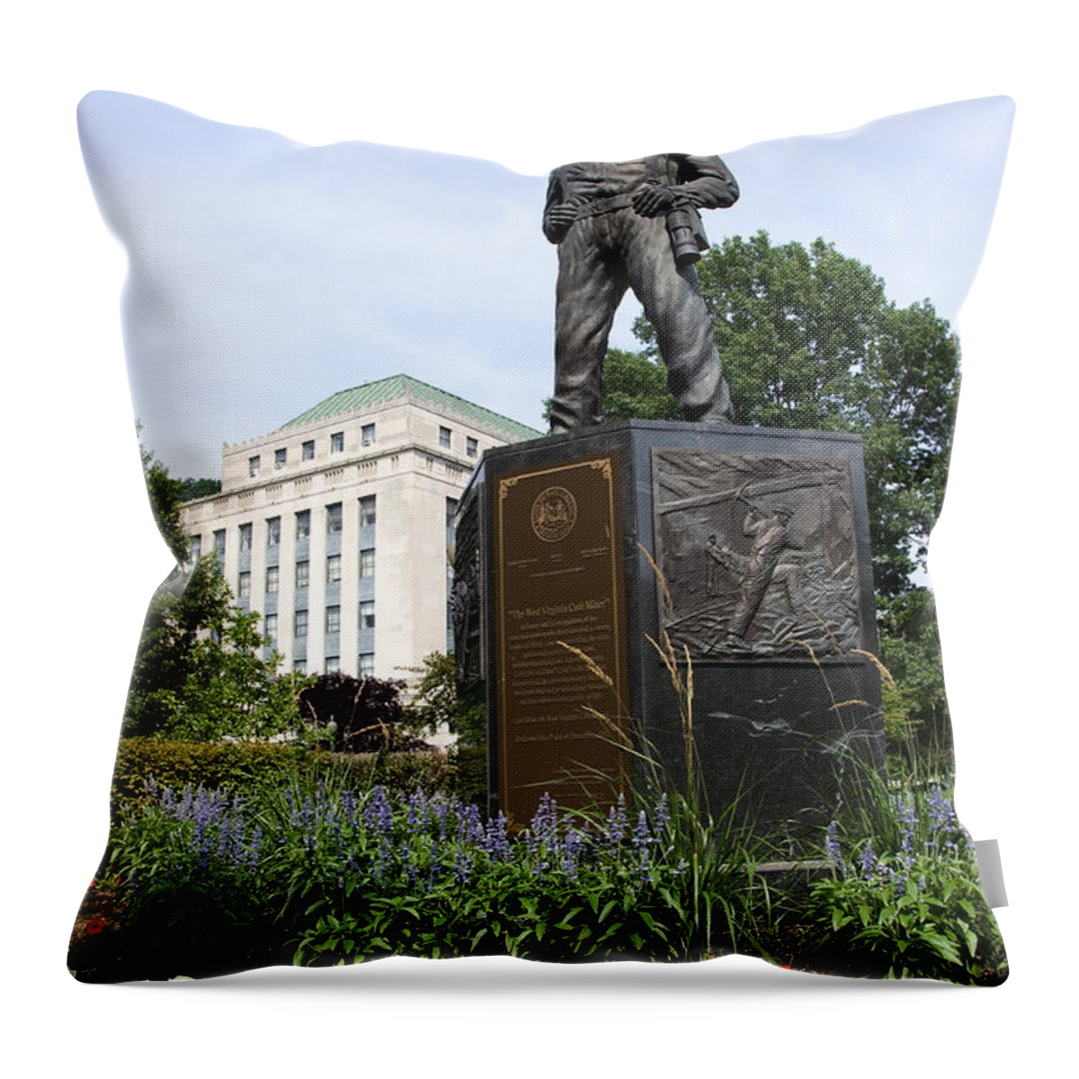 West Virginia Coal Miner Statue Throw Pillow featuring the photograph West Virginia Coal Miner #3 by Thomas R Fletcher