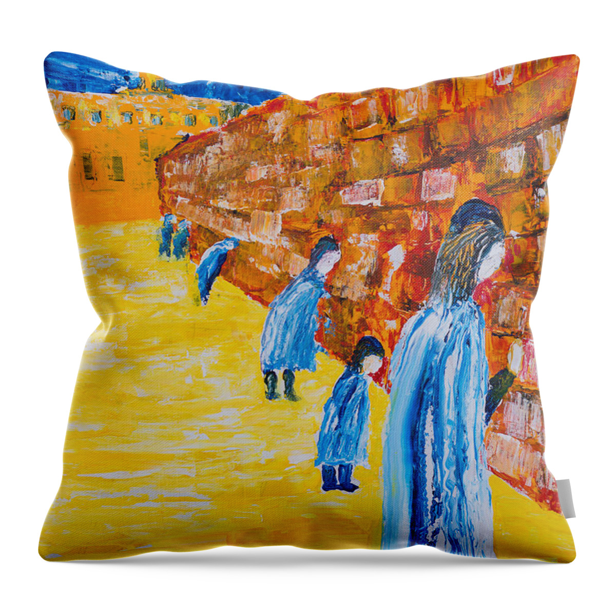 Western Wall Throw Pillow featuring the painting Western Wall by Walt Brodis