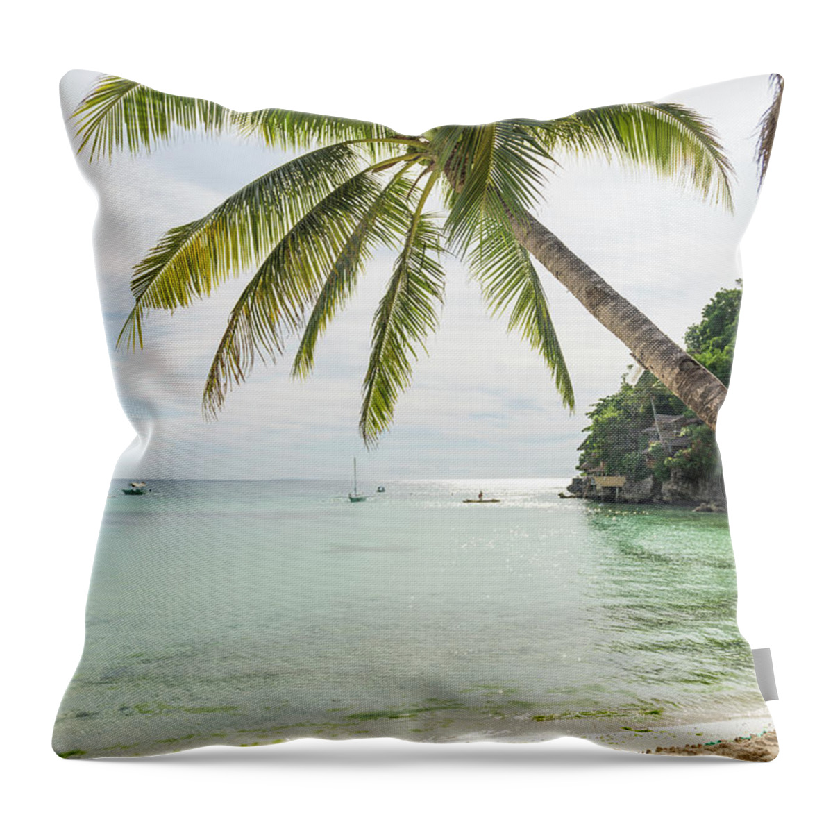Tranquility Throw Pillow featuring the photograph White Beach, Boracay, Philippines #1 by John Harper