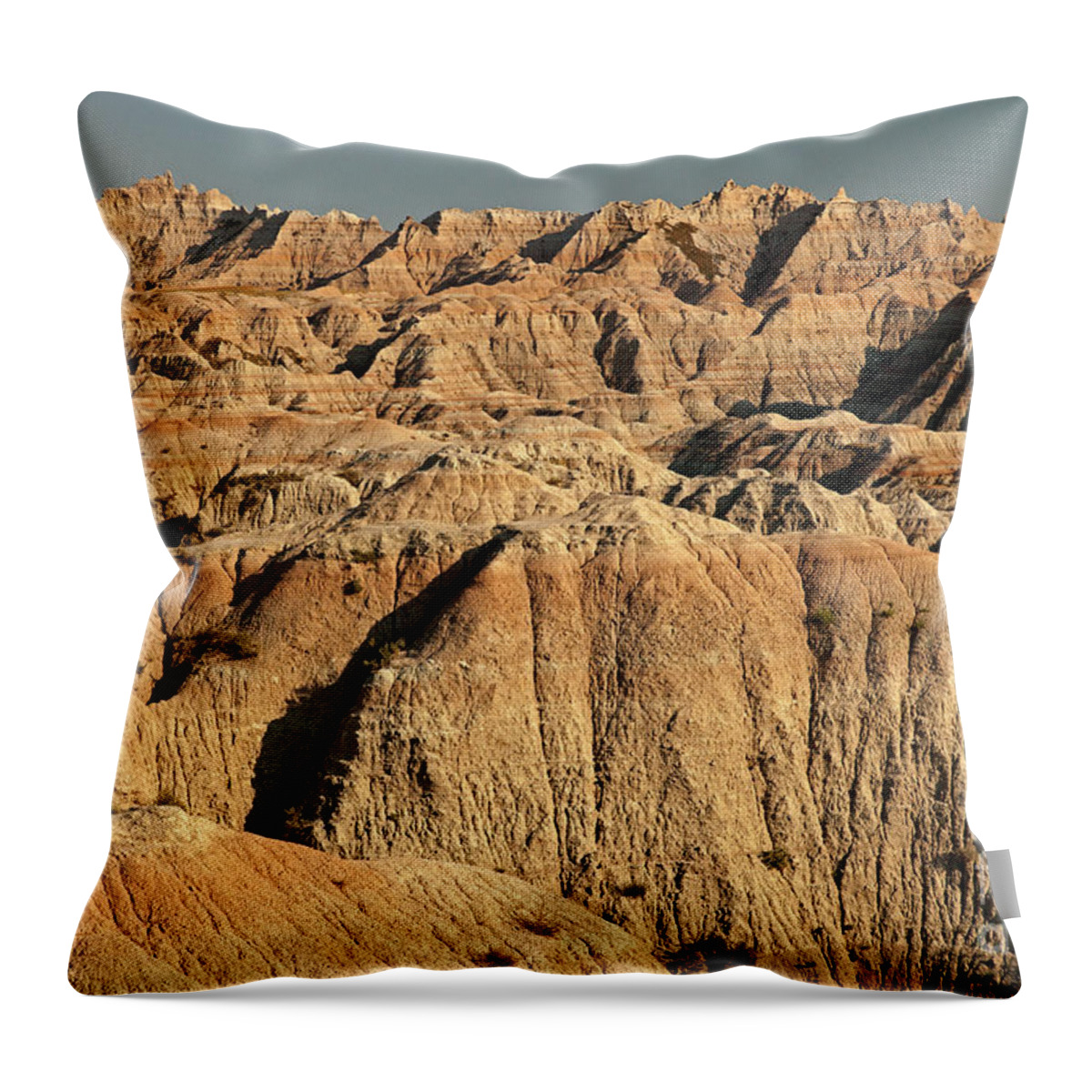 Afternoon Throw Pillow featuring the photograph White River Valley Overlook Badlands National Park #1 by Fred Stearns