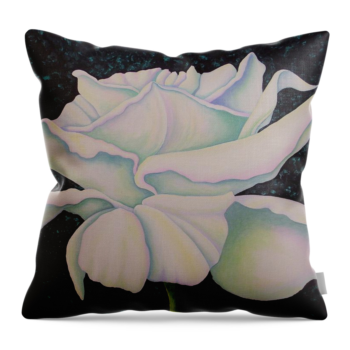 Acrylic Throw Pillow featuring the painting White Rose by Carol Sabo