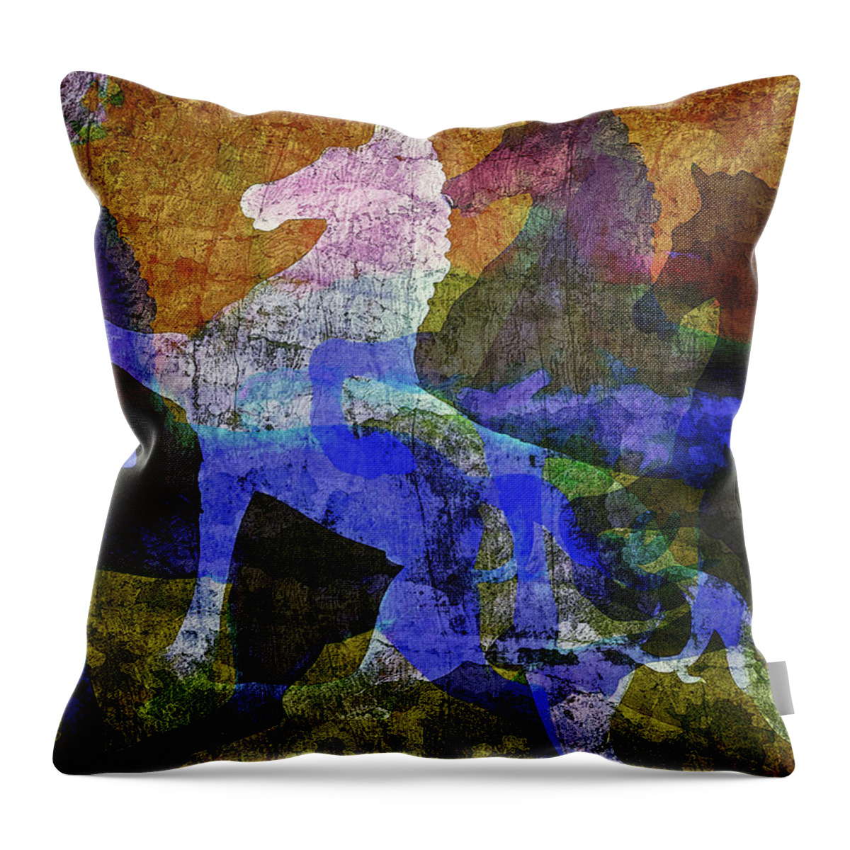 Horses Throw Pillow featuring the painting Wild Horses by Sandra Selle Rodriguez