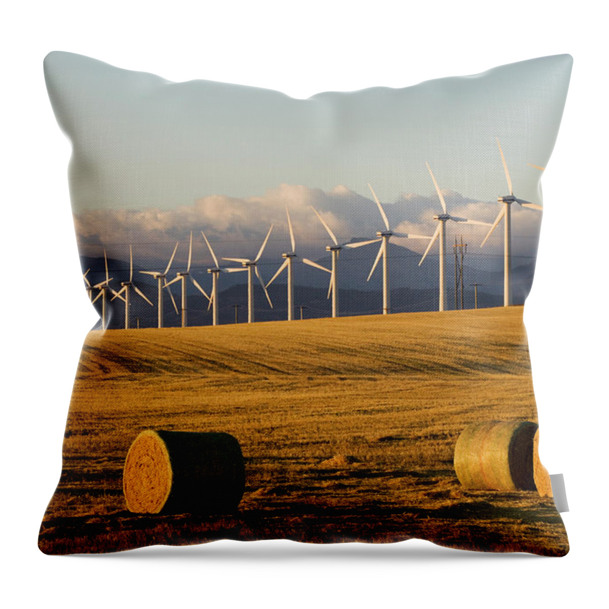 Air Throw Pillow featuring the photograph Windmills Used For Power Generation #1 by Henry Georgi