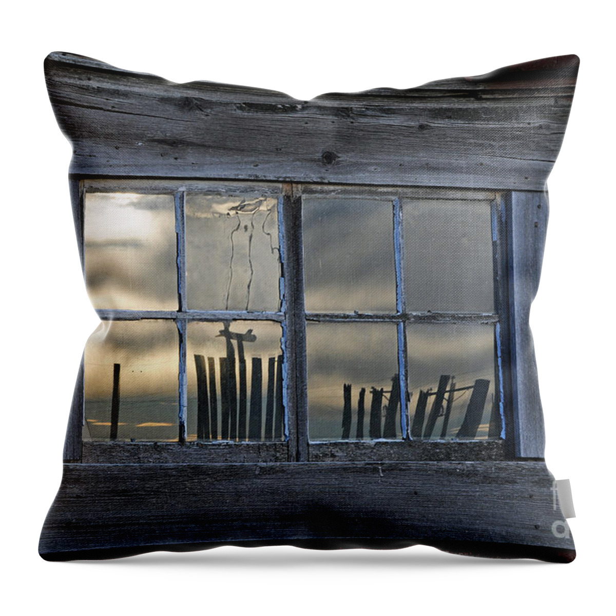 Old Throw Pillow featuring the photograph Window Reflections #1 by Vivian Christopher