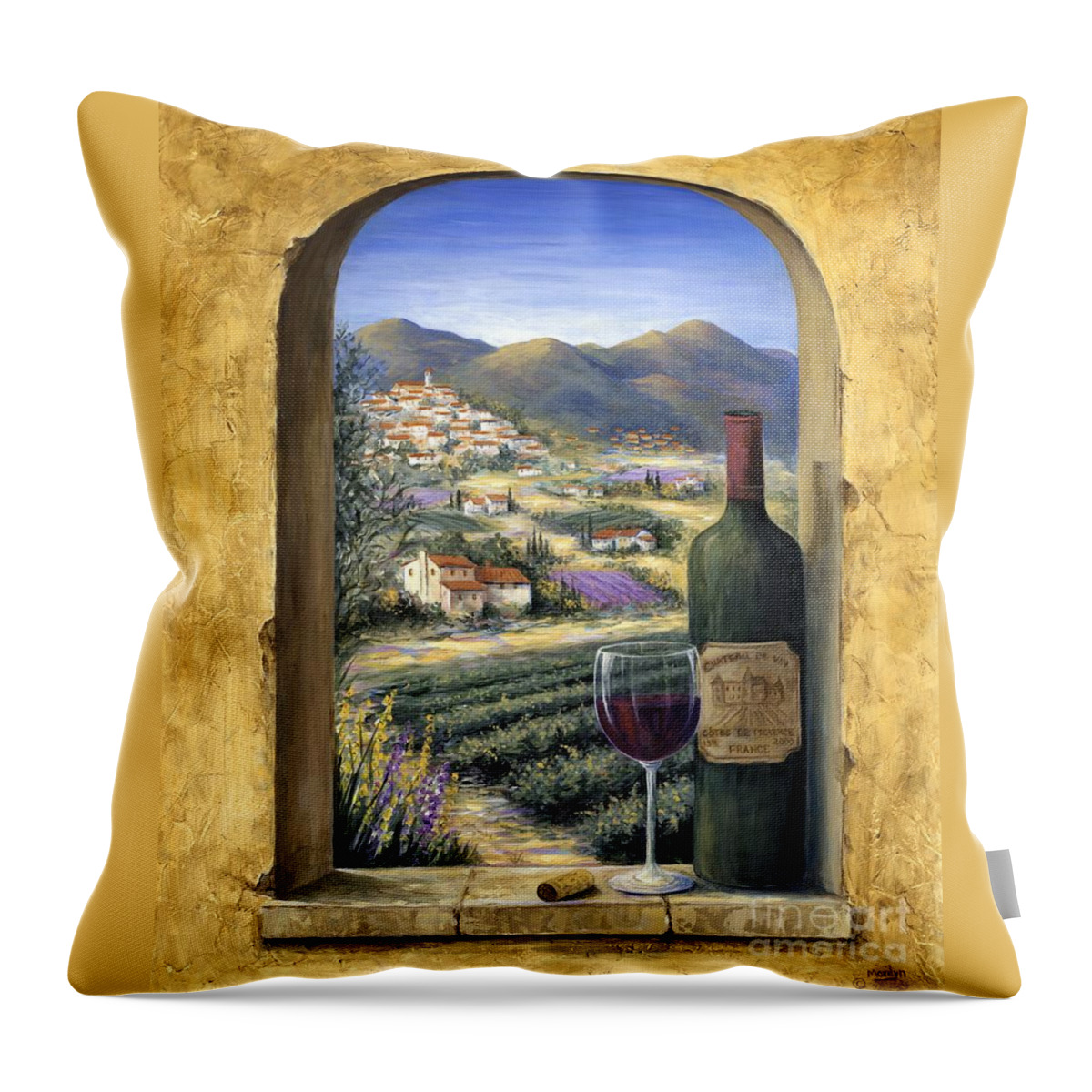 #faatoppicks Throw Pillow featuring the painting Wine and Lavender by Marilyn Dunlap