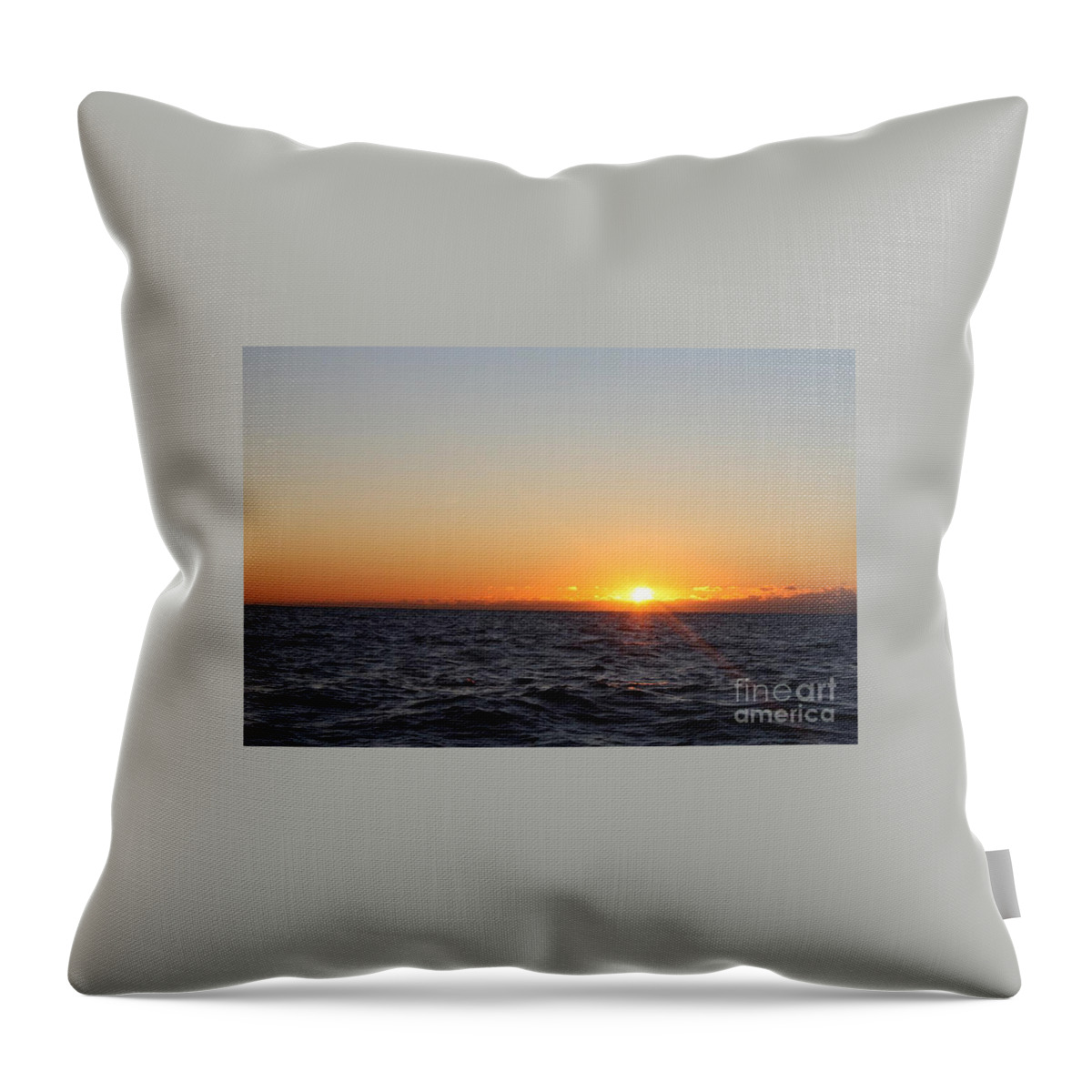 Winter Sunrise Over The Ocean Throw Pillow featuring the photograph Winter Sunrise Over The Ocean by John Telfer