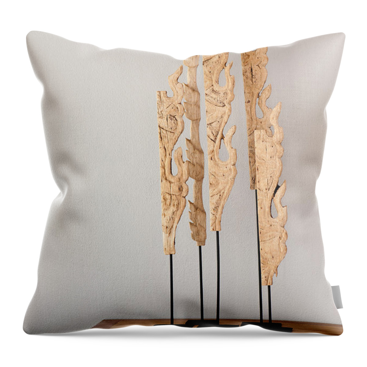Apartment Throw Pillow featuring the photograph Wood sculpture #1 by U Schade