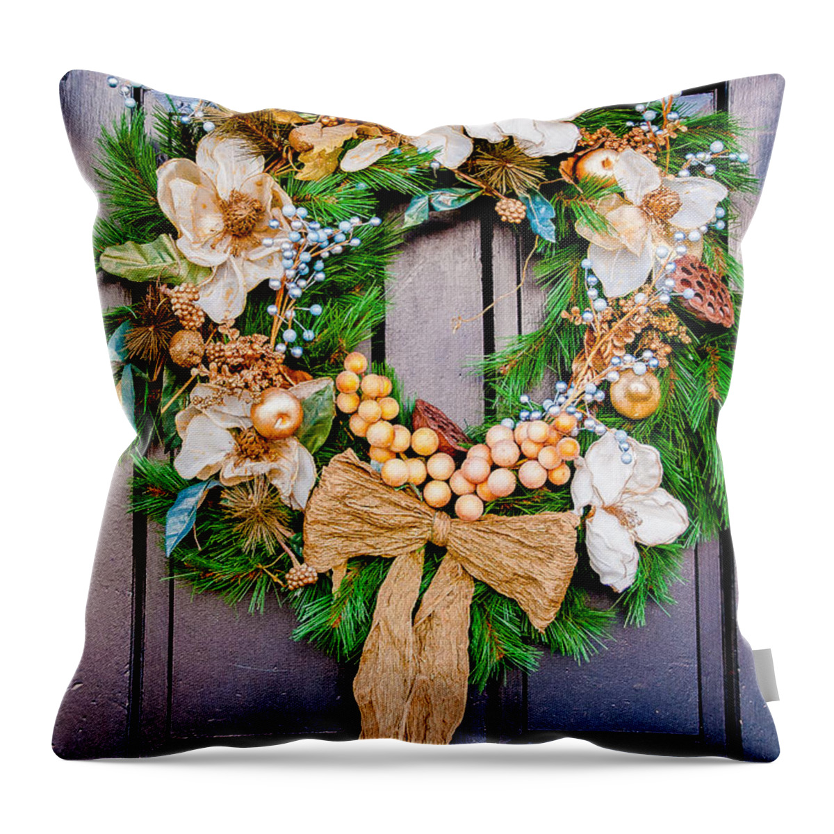 Wreath Throw Pillow featuring the photograph Wreath 24 by William Krumpelman