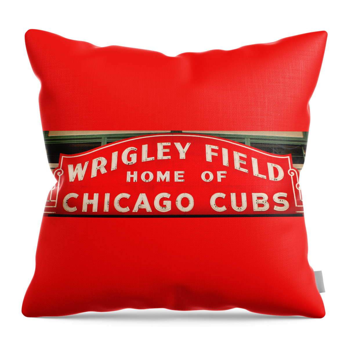 Wrigley Throw Pillow featuring the photograph Wrigley Field Sign #1 by Lynne Jenkins
