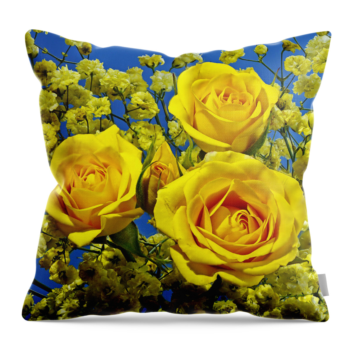 Flower Throw Pillow featuring the photograph Yellow Roses #1 by Rodney Campbell
