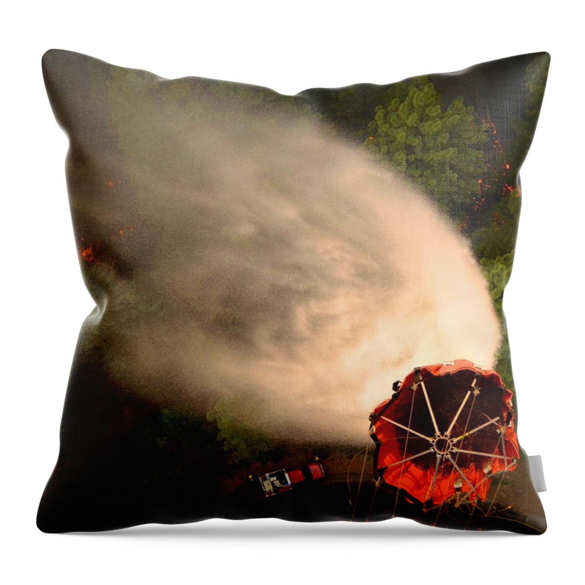 129th Rescue Wing Throw Pillow featuring the photograph Yosemite California Rim Fire #1 by Ed Drew
