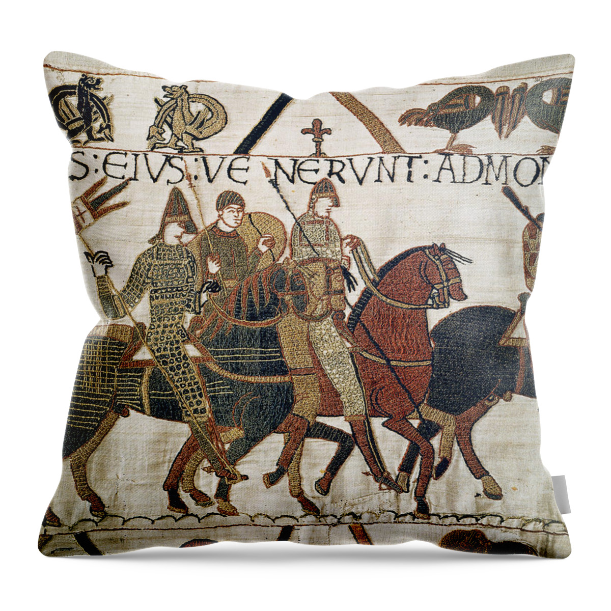 1066 Throw Pillow featuring the tapestry - textile Bayeux Tapestry #10 by Granger