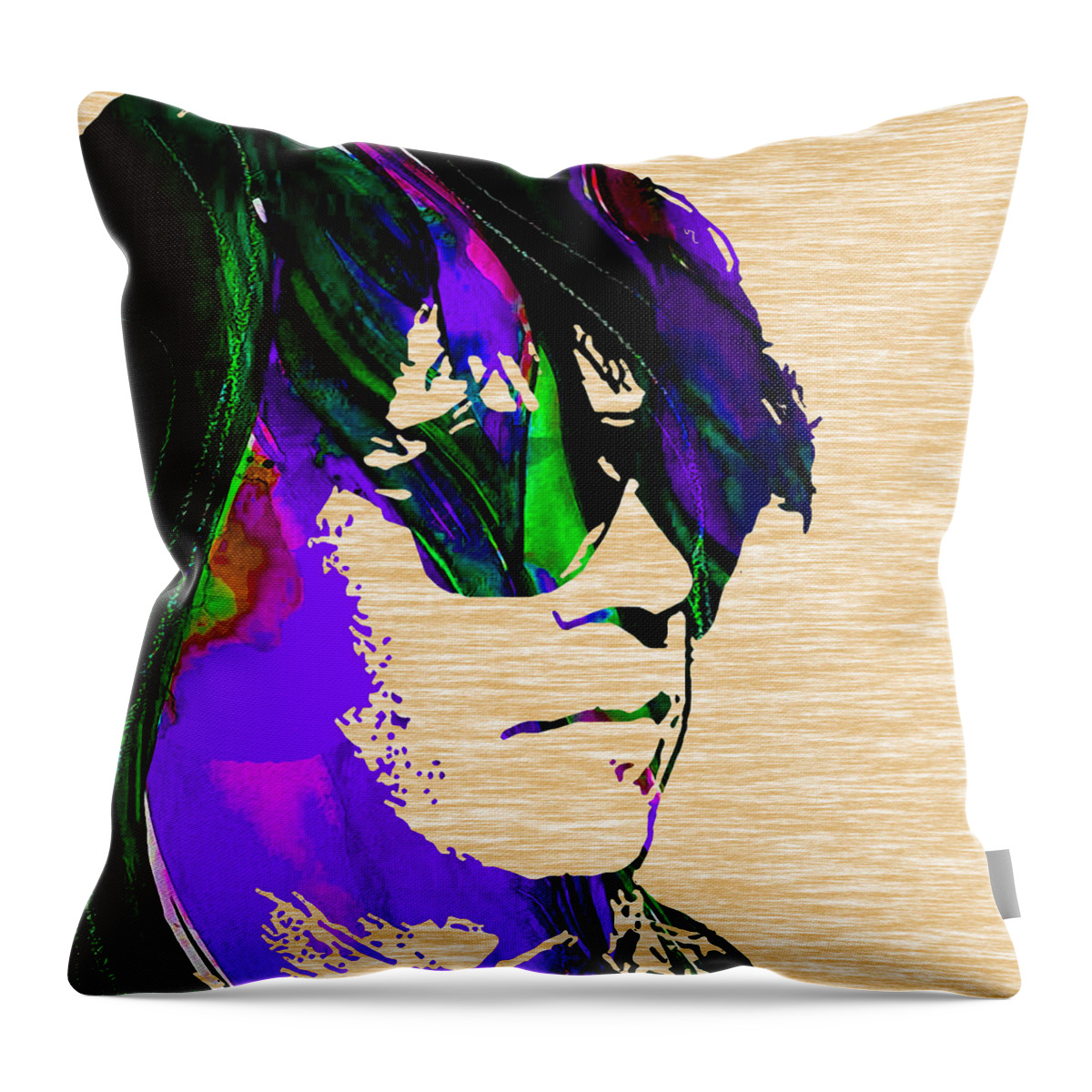 Neil Young Throw Pillow featuring the mixed media Neil Young Collection #41 by Marvin Blaine