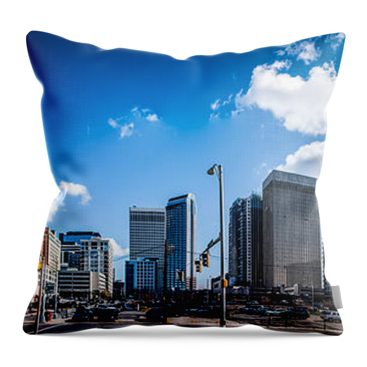 District Throw Pillow featuring the photograph Skyline of Uptown Charlotte North Carolina #10 by Alex Grichenko