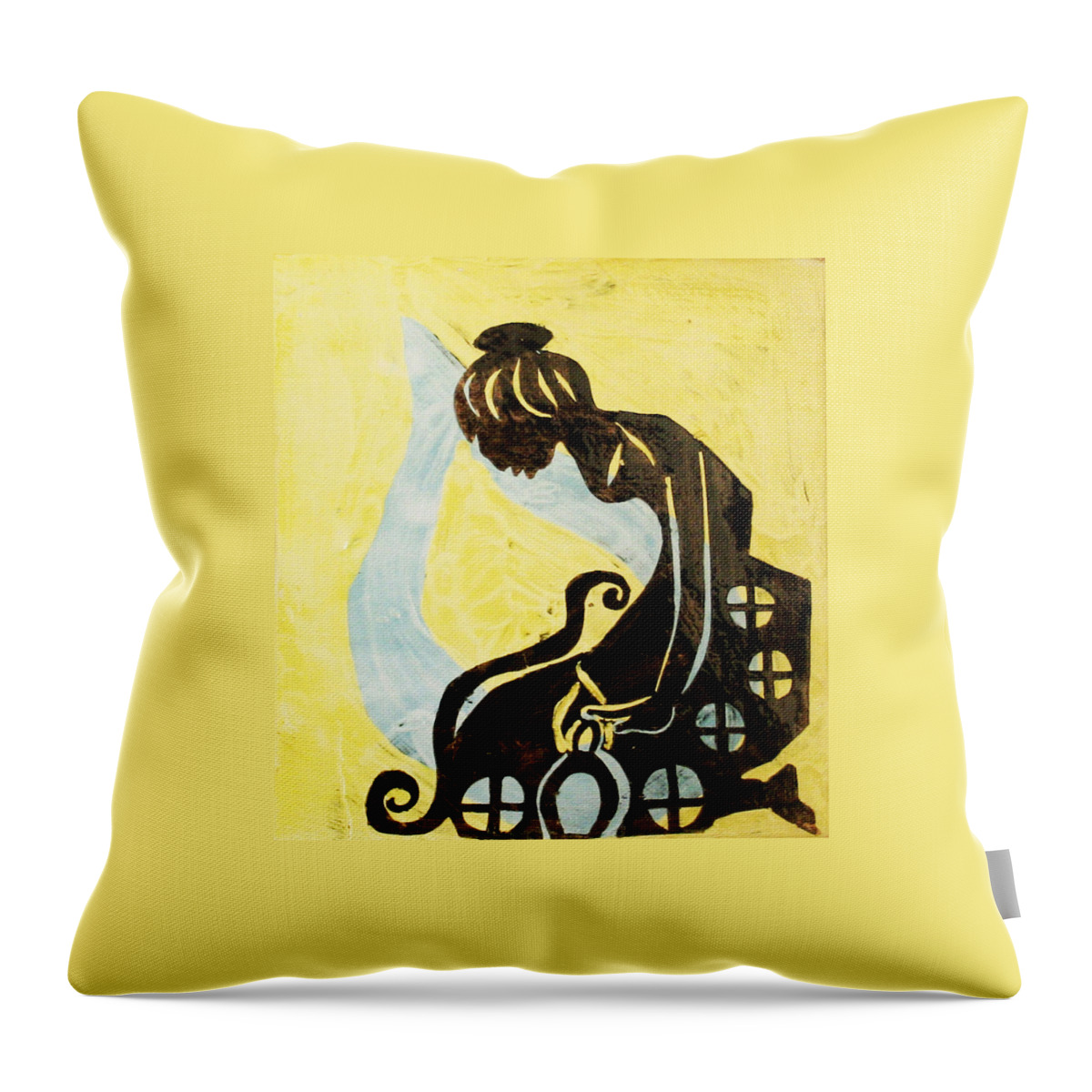 Jesus Throw Pillow featuring the painting The Wise Virgin #10 by Gloria Ssali