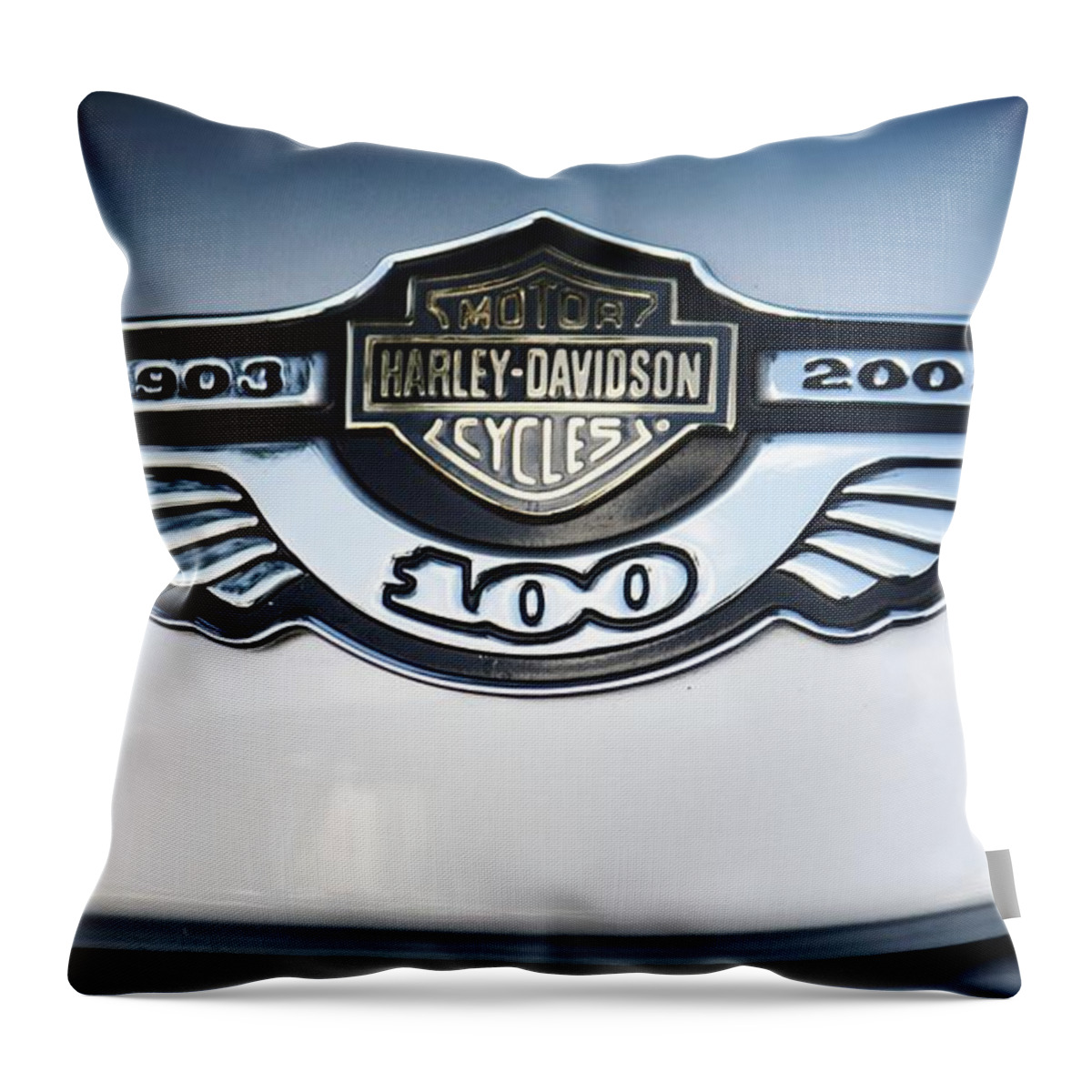 Harley Davidson Throw Pillow featuring the photograph 100 Years by Craig Wood