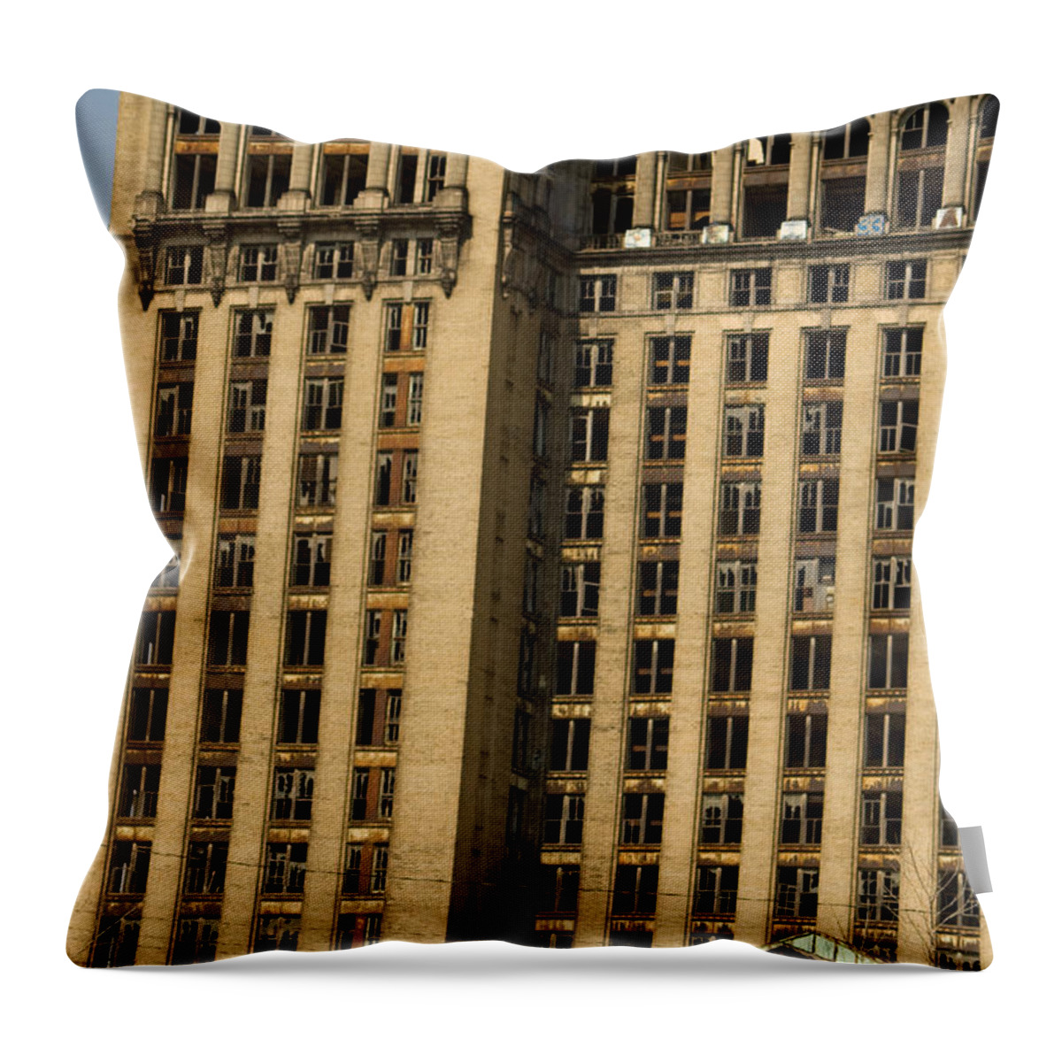 Michigan Throw Pillow featuring the photograph Michigan Central Station #11 by Gary Marx