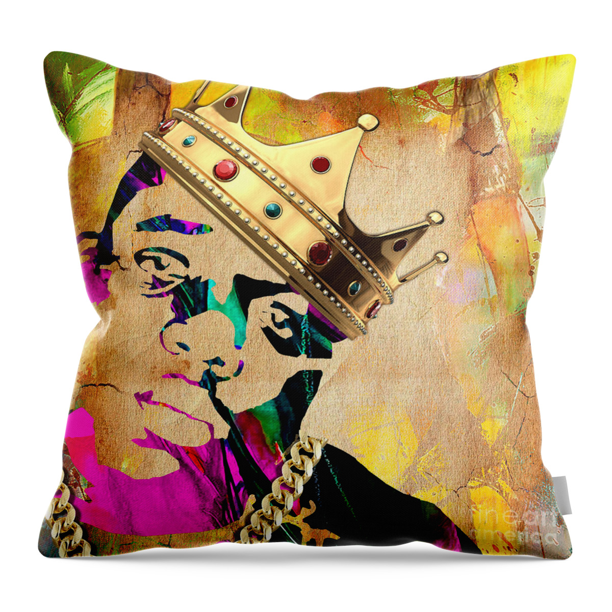 Rap Throw Pillow featuring the mixed media Biggie Collection #9 by Marvin Blaine