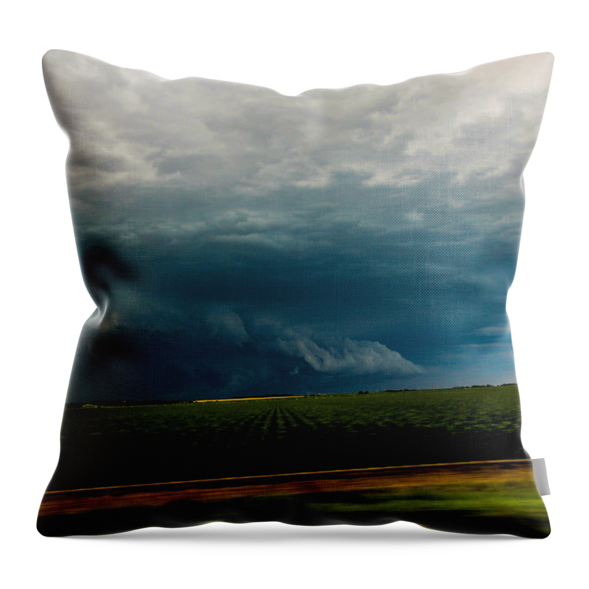 South Central Nebraska Throw Pillow featuring the photograph Industrial Light and Nebraska Thunderstorm Magic #17 by NebraskaSC