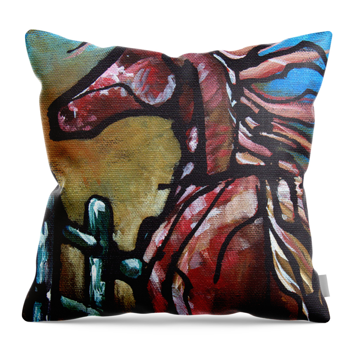 Horse Throw Pillow featuring the painting #12 June 3rd #12 by Jonelle T McCoy