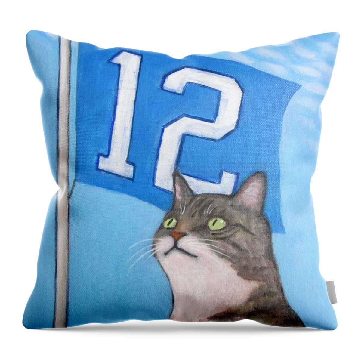 Seahawks Throw Pillow featuring the painting 12s Cat #1 by Kazumi Whitemoon