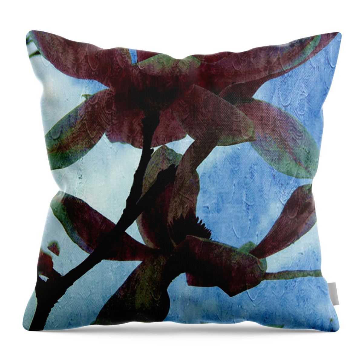 Interior Throw Pillow featuring the painting Pink Magnolia Flowers #2 by Xueyin Chen