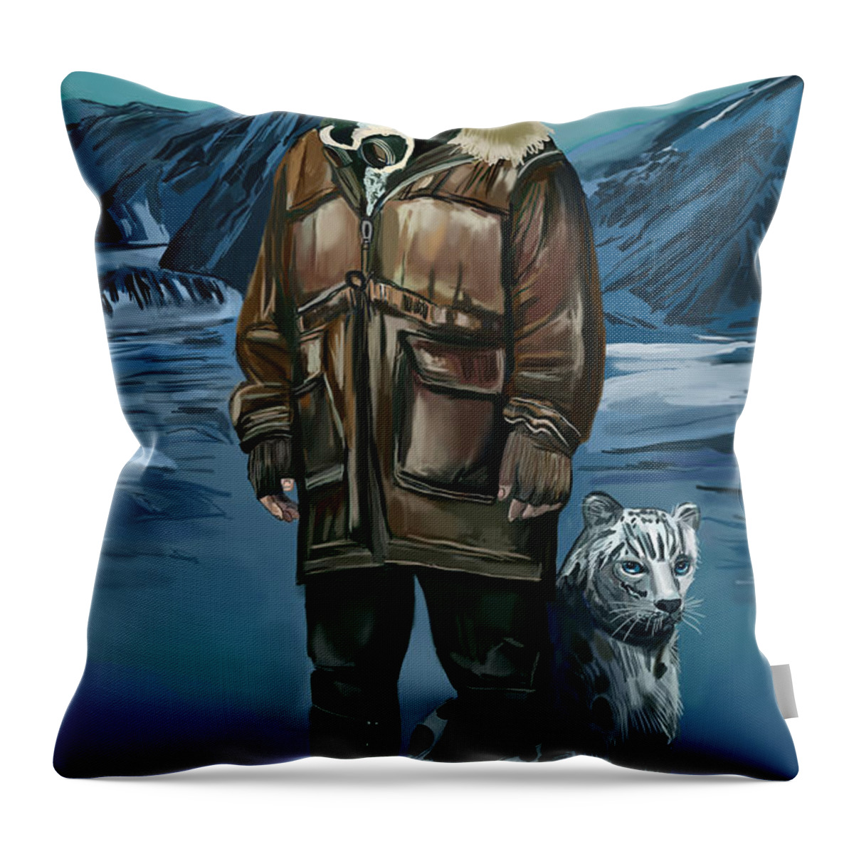 Abstract Throw Pillow featuring the digital art Tiger #13 by Bogdan Floridana Oana