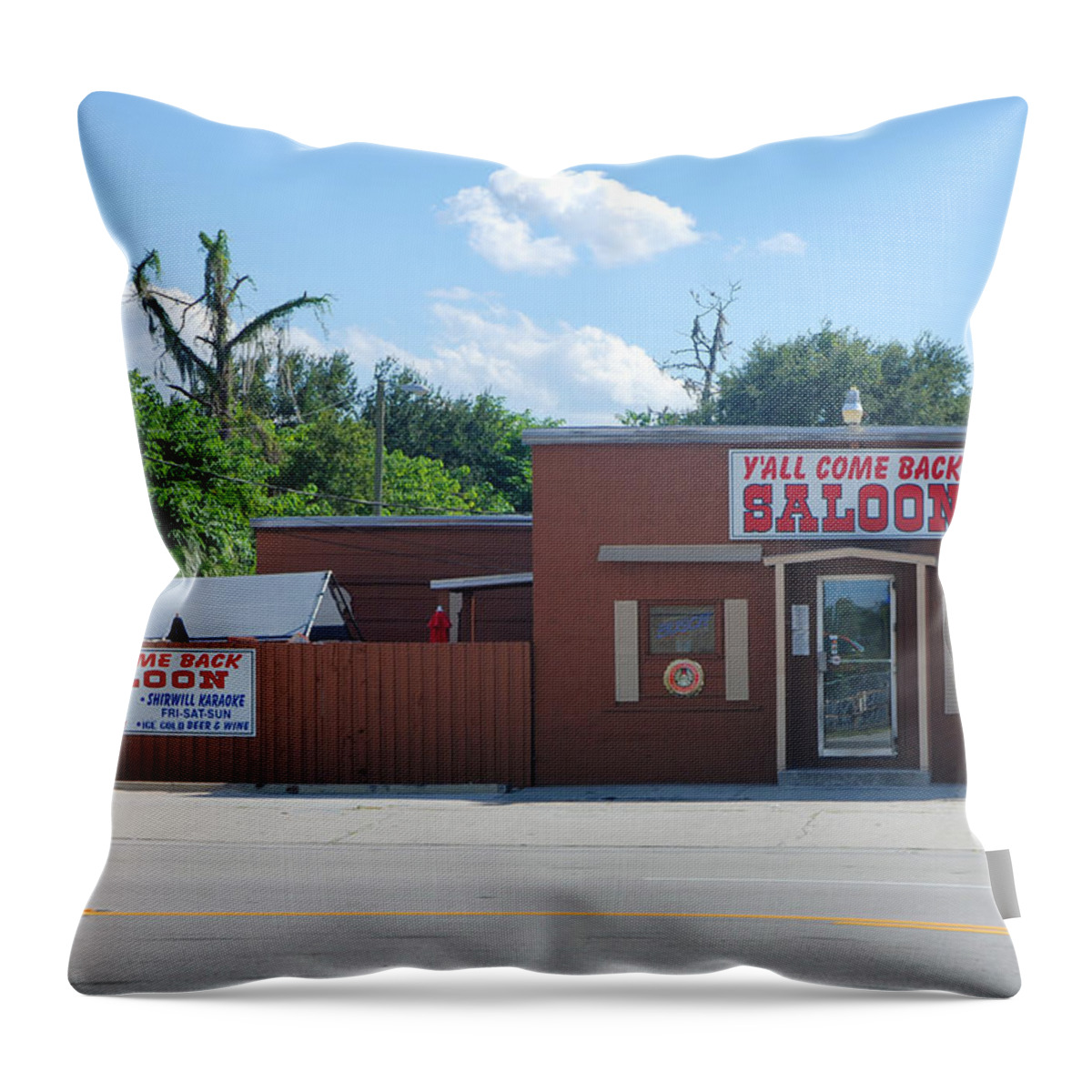  Y'all Come Back Saloon Throw Pillow featuring the photograph 13- Y'all Come Back Saloon by Joseph Keane