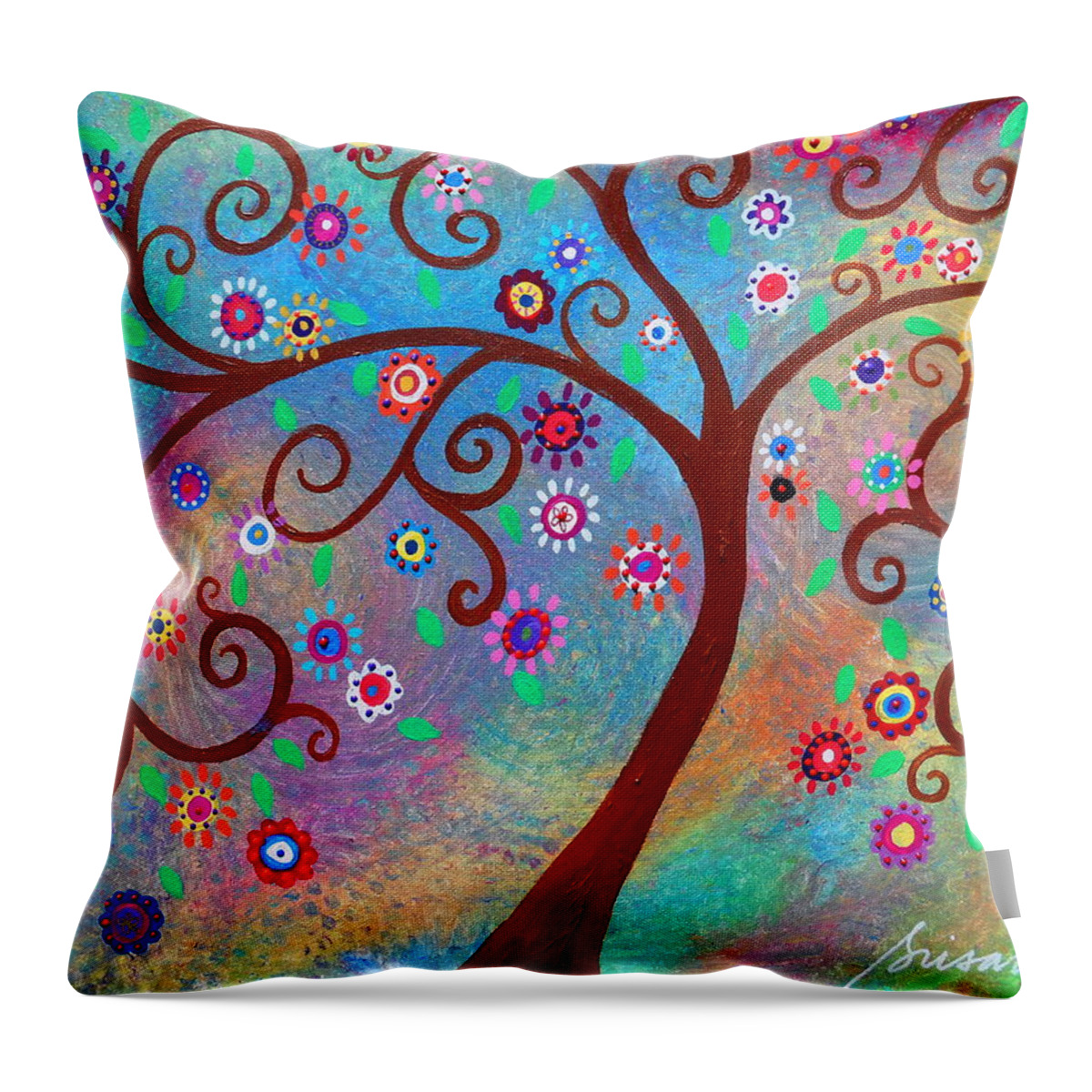 Bar Throw Pillow featuring the painting Tree Of Life #132 by Pristine Cartera Turkus