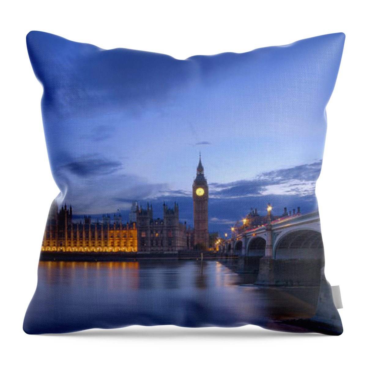 Westminster Bridge Thames Throw Pillow featuring the photograph Big Ben and the houses of Parliament #14 by David French