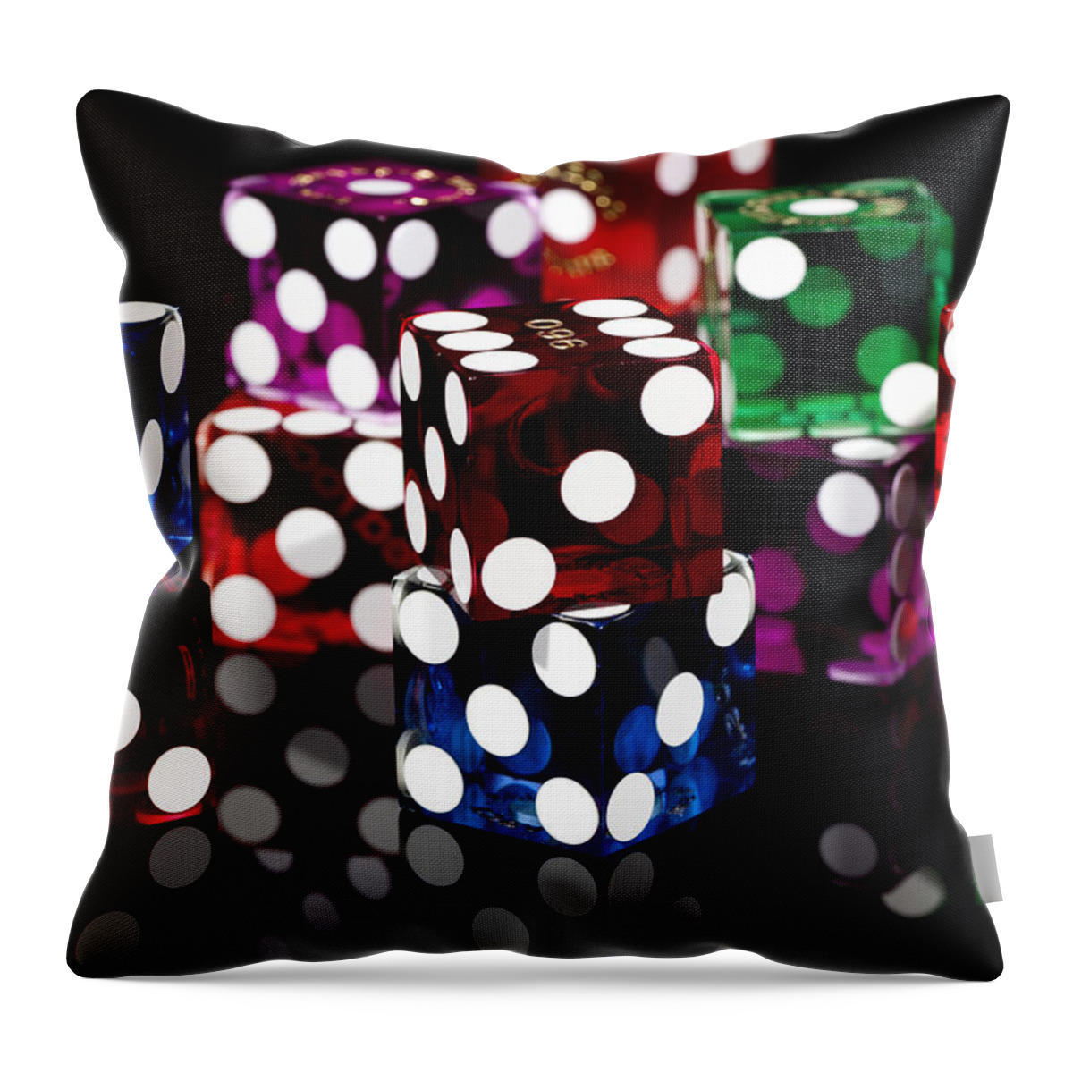 Dice Throw Pillow featuring the photograph Colorful Dice #14 by Raul Rodriguez