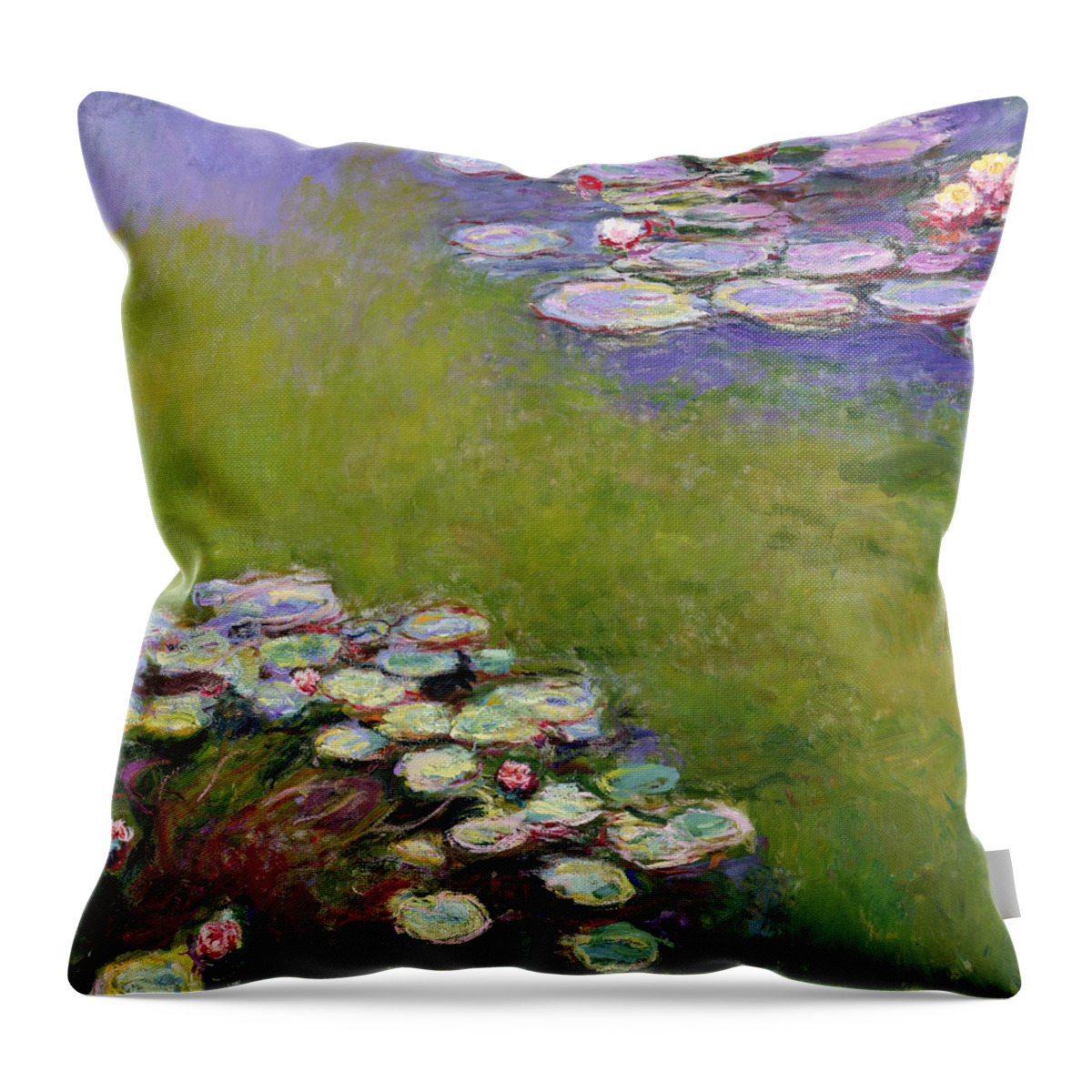  Monet Throw Pillow featuring the painting Waterlilies by Claude Monet