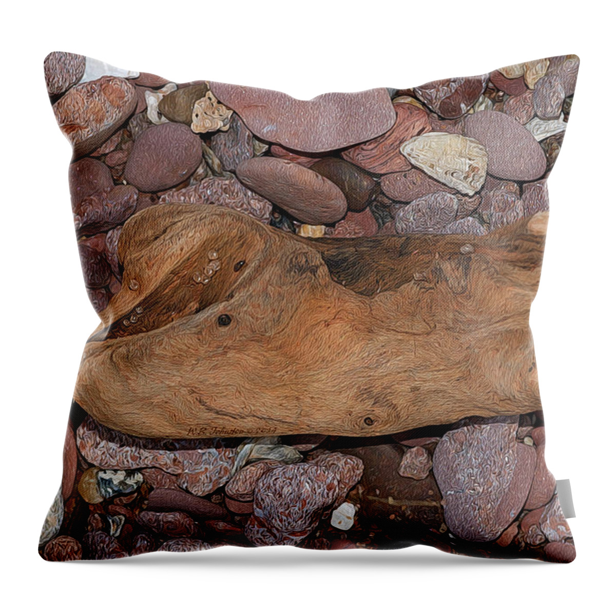 Rocks Throw Pillow featuring the photograph Beach Rocks 16 by WB Johnston