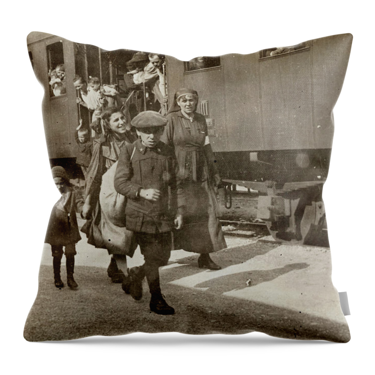 1919 Throw Pillow featuring the photograph Wwi Refugees, 1919 #17 by Granger