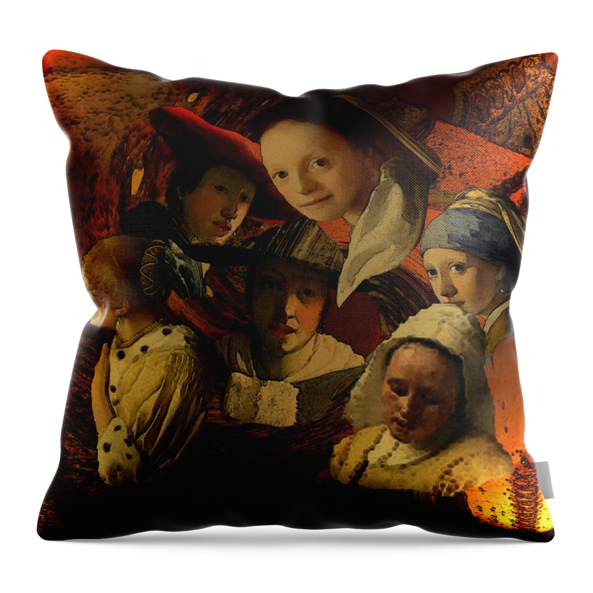 17th-century Throw Pillow featuring the digital art 17th Century Maidens by Tristan Armstrong