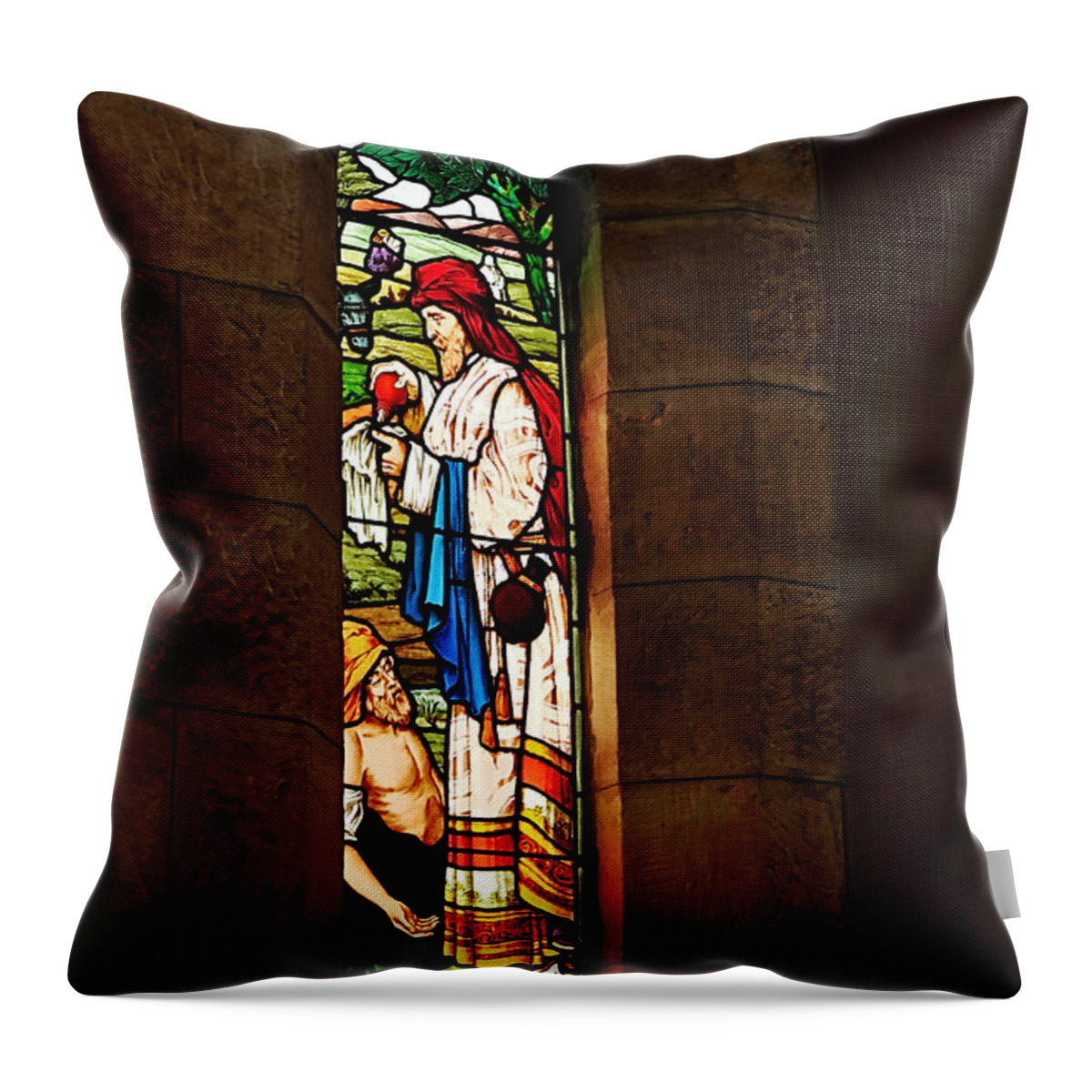 Photography Throw Pillow featuring the photograph 1865 - St. Jude's Church - Stained Glass Window by Kaye Menner