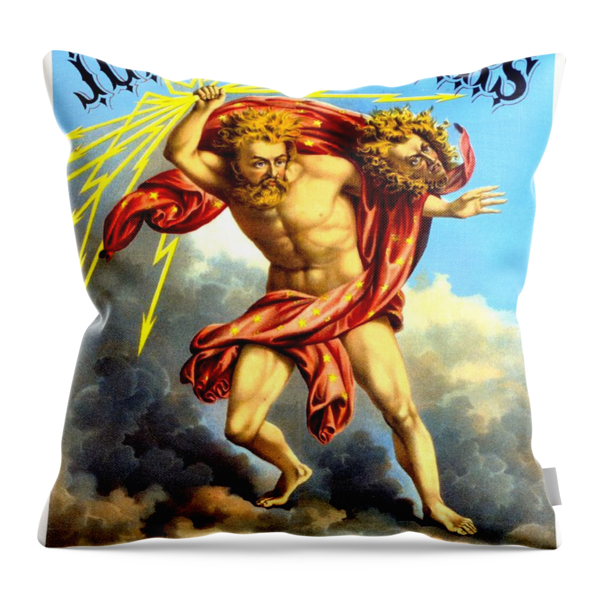 Plug Throw Pillow featuring the digital art 1886 - Jupiter Cigars Advertisement - Color by John Madison