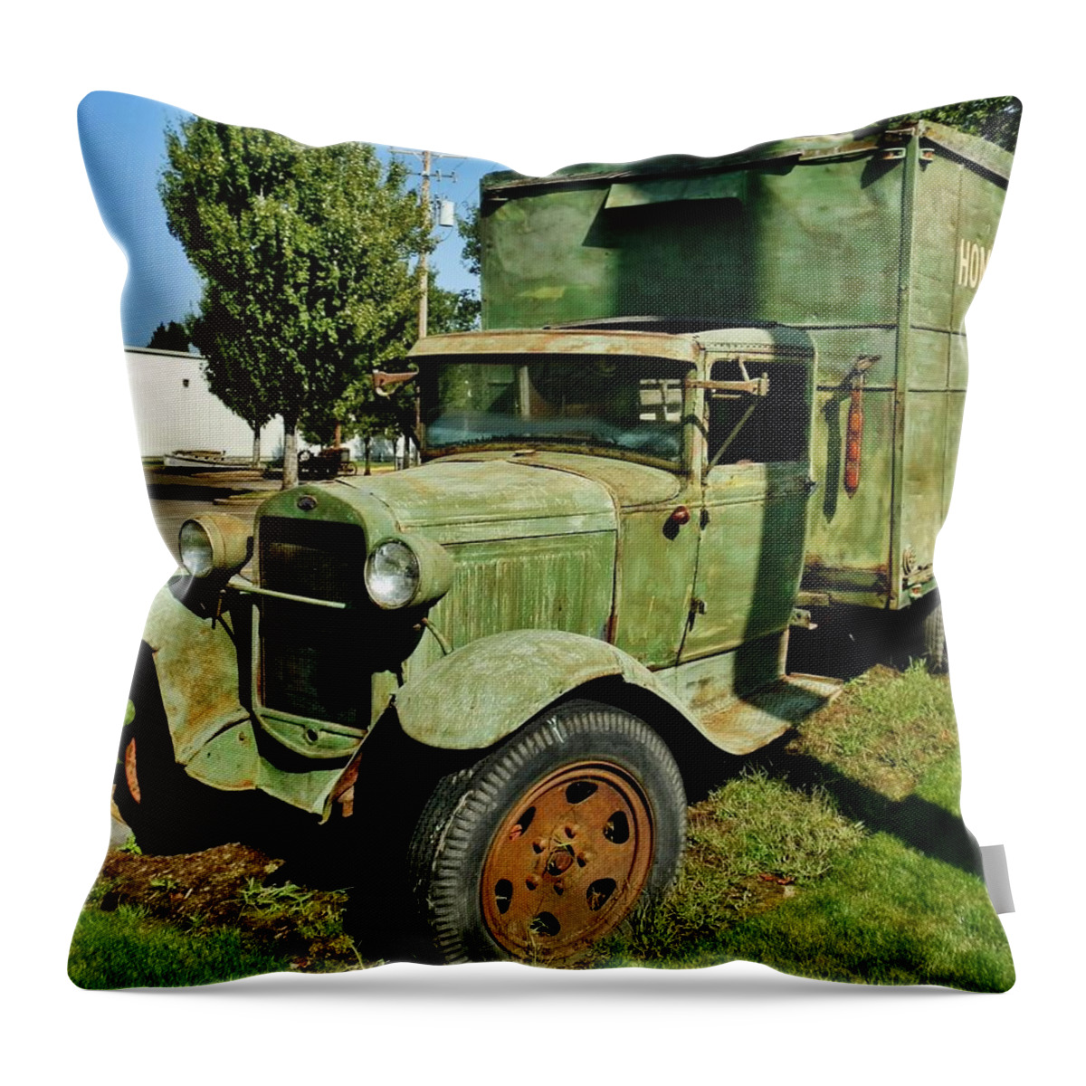 1920's (but Throw Pillow featuring the photograph 1920s FORD Moving truck by VLee Watson
