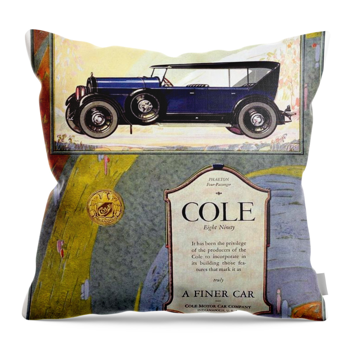 Cole Throw Pillow featuring the digital art 1923 - Cole 890 - Advertisement - Color by John Madison