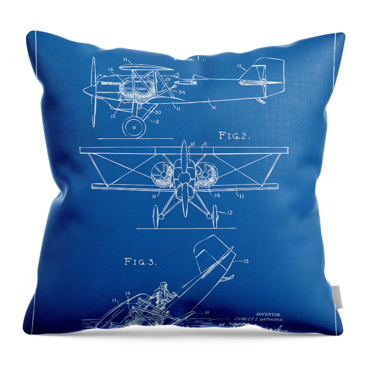 Aircraft Throw Pillow featuring the digital art 1931 Aircraft Emergency Floatation Patent Blueprint by Nikki Marie Smith
