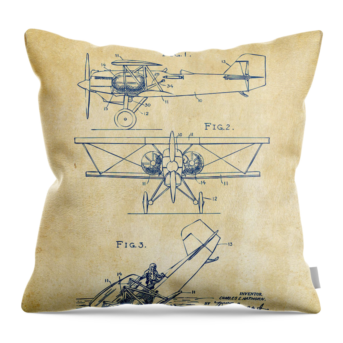 Aircraft Throw Pillow featuring the digital art 1931 Aircraft Emergency Floatation Patent Vintage by Nikki Marie Smith